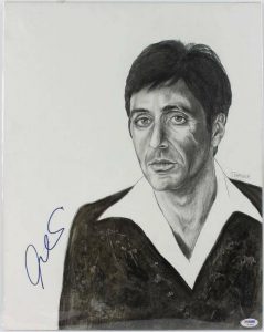 AL PACINO SCARFACE AUTHENTIC SIGNED 15X19 ORIGINAL PAINTING PSA/DNA #S10804 COLLECTIBLE MEMORABILIA
