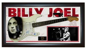 BILLY JOEL AIRBRUSHED AUTOGRAPHED GUITAR + DISPLAY SHADOWBOX CASE PSA AFTAL COLLECTIBLE MEMORABILIA