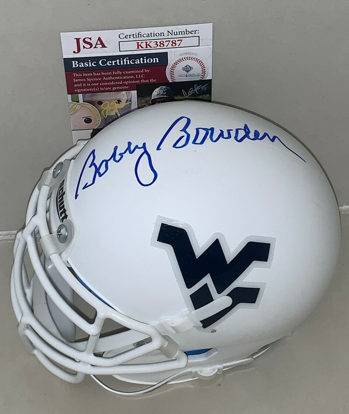 Bobby Bowden signed Matte White WVU West Virginia Mountaineers mini
