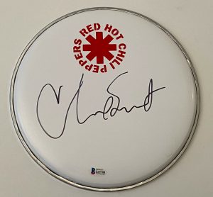 CHAD SMITH SIGNED AUTOGRAPHED 10″ DRUMHEAD RED HOT CHILI PEPPERS BECKETT BAS COA COLLECTIBLE MEMORABILIA