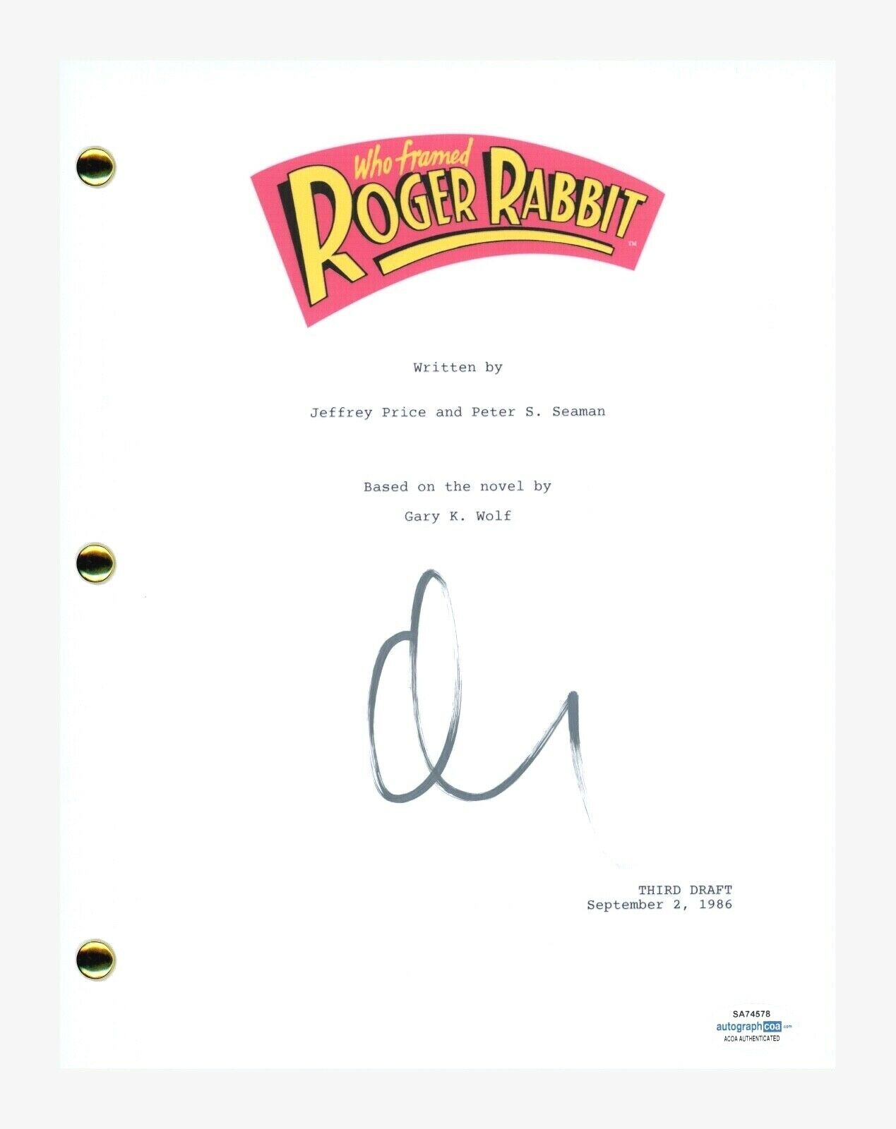 Charles Fleischer Signed Autograph WHO FRAMED ROGER RABBIT Movie Script ...