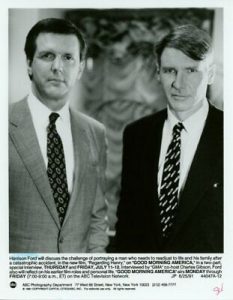 CHARLES GIBSON HARRISON FORD GMA GOOD MORNING AMERICA 1991 7×9 PRESS PHOTO COLLECTIBLE MEMORABILIA