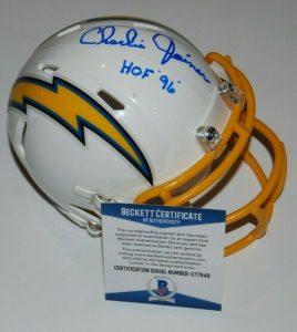 CHARLIE JOINER SIGNED (SAN DIEGO CHARGERS) MINI FOOTBALL HELMET BECKETT V77949  COLLECTIBLE MEMORABILIA