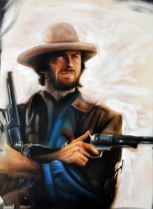 CLINT EASTWOOD AUTOGRAPHED SIGNED 22×28 CANVAS CUSTOM DIRTY HARRY PAINTING COLLECTIBLE MEMORABILIA