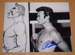 CLINT EASTWOOD SIGNED AUTOGRAPHED 11×14 PHOTO SHIRTLESS POSE BECKETT BAS COA COLLECTIBLE MEMORABILIA