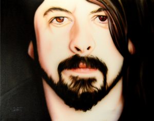 DAVE GROHL FOO FIGHTERS UN-SIGNED RARE HAND PAINTED 28×22 CANVAS PAINTING COLLECTIBLE MEMORABILIA
