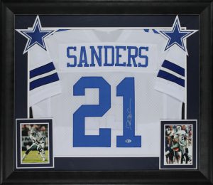 DEION SANDERS AUTHENTIC SIGNED WHITE PRO STYLE FRAMED JERSEY BAS WITNESSED COLLECTIBLE MEMORABILIA