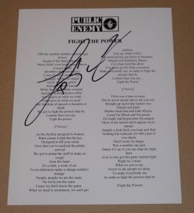 DJ LORD SIGNED AUTOGRAPHED FIGHT THE POWER LYRIC SHEET PUBLIC ENEMY COA COLLECTIBLE MEMORABILIA