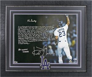 DODGERS VIN SCULLY & KIRK GIBSON SIGNED & FRAMED 16X20 LE OF 10 PHOTO BAS COLLECTIBLE MEMORABILIA