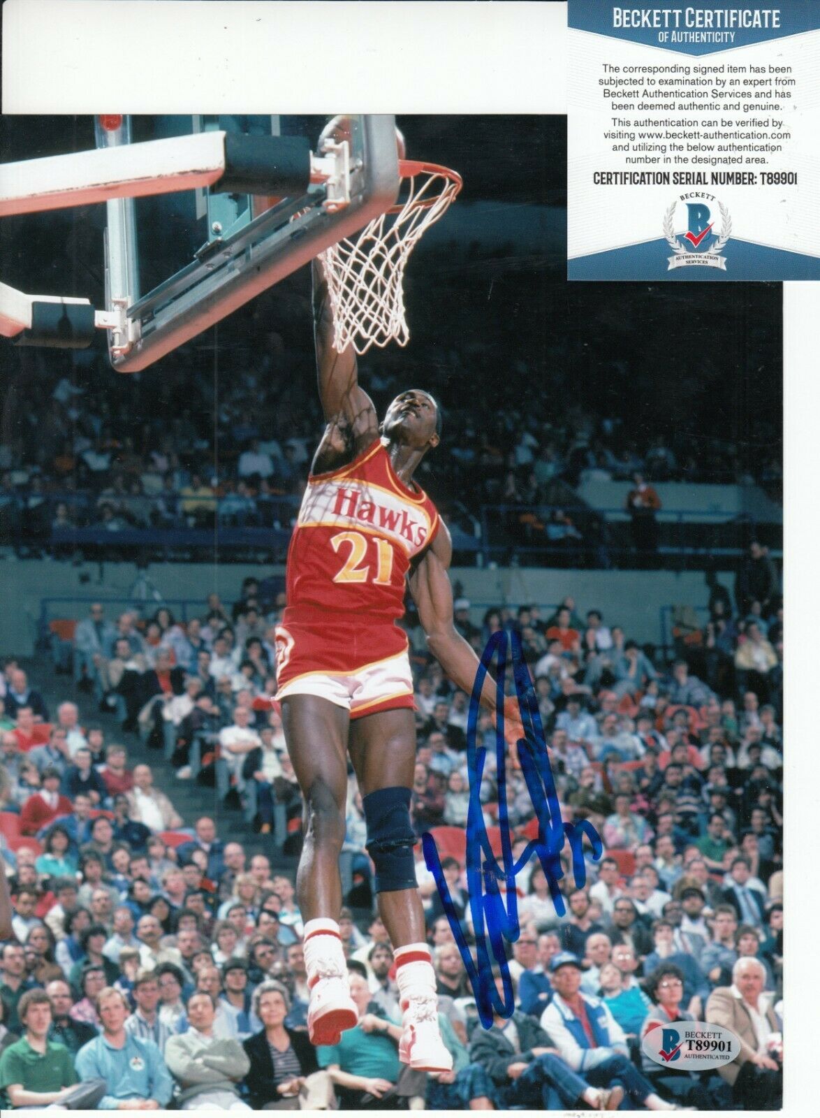 DOMINIQUE WILKINS Signed (ATLANTA HAWKS) NBA 8X10 Photo BECKETT BAS ...