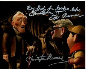 ED ASNER AND CHRISTOPHER PLUMMER SIGNED AUTOGRAPH DISNEY UP PHOTO GREAT CONTENT COLLECTIBLE MEMORABILIA