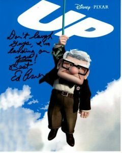 ED ASNER SIGNED AUTOGRAPHED DISNEY UP CARL FREDRICKSEN PHOTO GREAT CONTENT! COLLECTIBLE MEMORABILIA