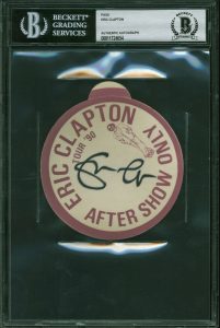 ERIC CLAPTON AUTHENTIC SIGNED 4 INCH 1990 CONCERT BACKSTAGE PASS BAS SLABBED COLLECTIBLE MEMORABILIA