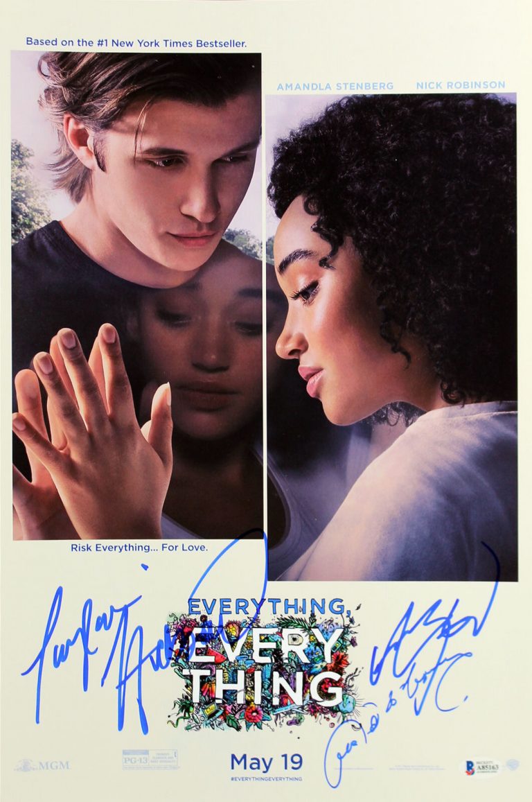 EVERYTHING, EVERYTHING (3) STENBERG, REGUERA & HICKSON SIGNED 12×18 POSTER BAS COLLECTIBLE MEMORABILIA