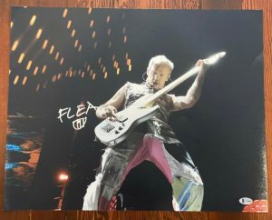 FLEA SIGNED AUTOGRAPHED 16×20 PHOTO POSTER RED HOT CHILI PEPPERS BECKETT BAS COA COLLECTIBLE MEMORABILIA