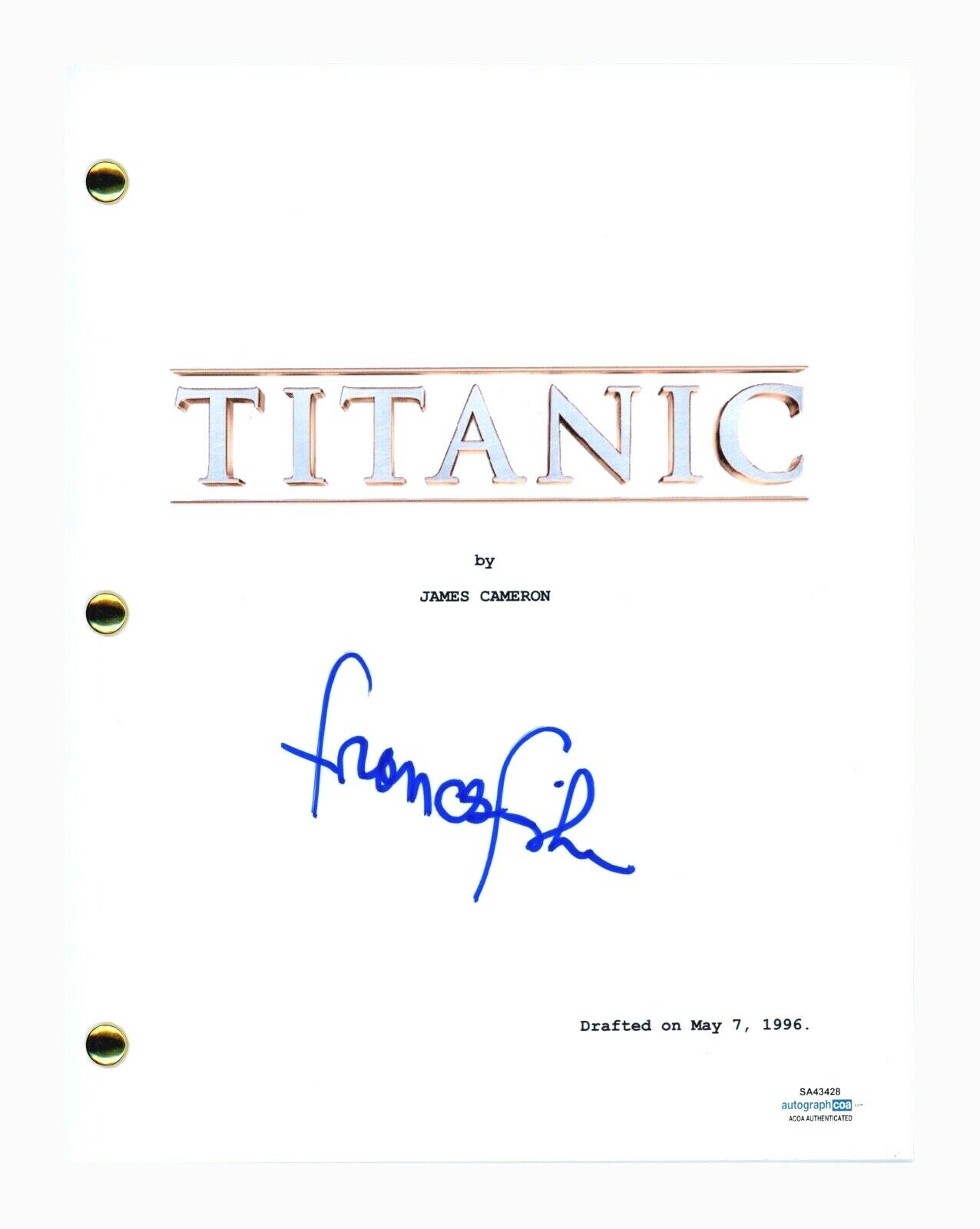 Frances Fisher Signed Autographed TITANIC Movie Script Screenplay ACOA ...