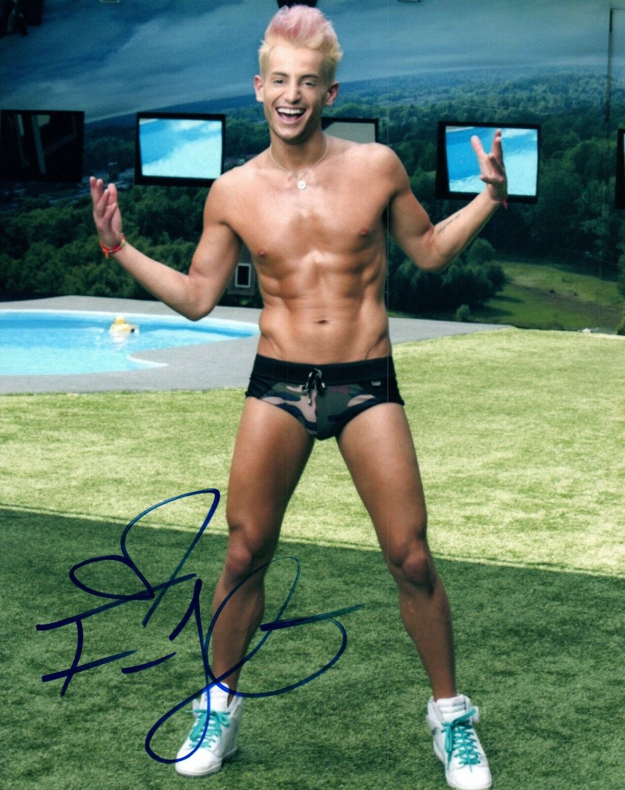 Frankie Grande Signed Autographed 8x10 Photo Hot Shirtless Pose COA AB | Autographia
