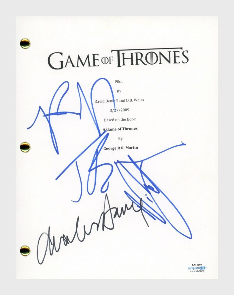GAME OF THRONES CAST SIGNED PILOT SCRIPT NIKOLAJ COSTER-WALDAU+ 3 ACOA COA COLLECTIBLE MEMORABILIA