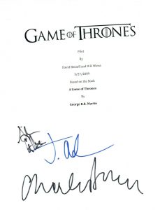 GAME OF THRONES SIGNED PILOT SCRIPT BY JACOB ANDERSON AIDAN GILLEN CHARLES DANCE COLLECTIBLE MEMORABILIA