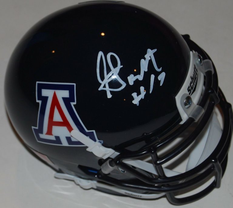 GRANT GUNNELL SIGNED (ARIZONA WILCATS) BLUE MINI FOOTBALL HELMET W/COA C  COLLECTIBLE MEMORABILIA