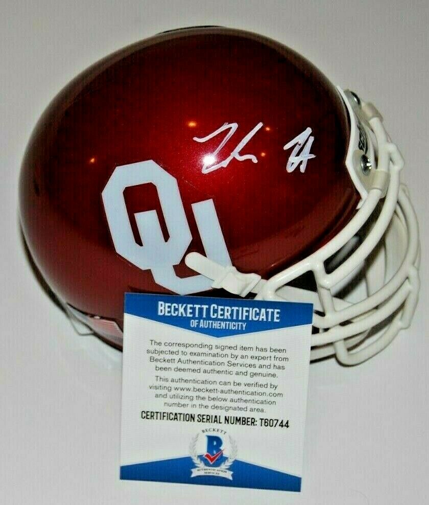 JADON HASELWOOD signed (OKLAHOMA SOONERS) mini football helmet BECKETT #1C Collectible Memorabilia
