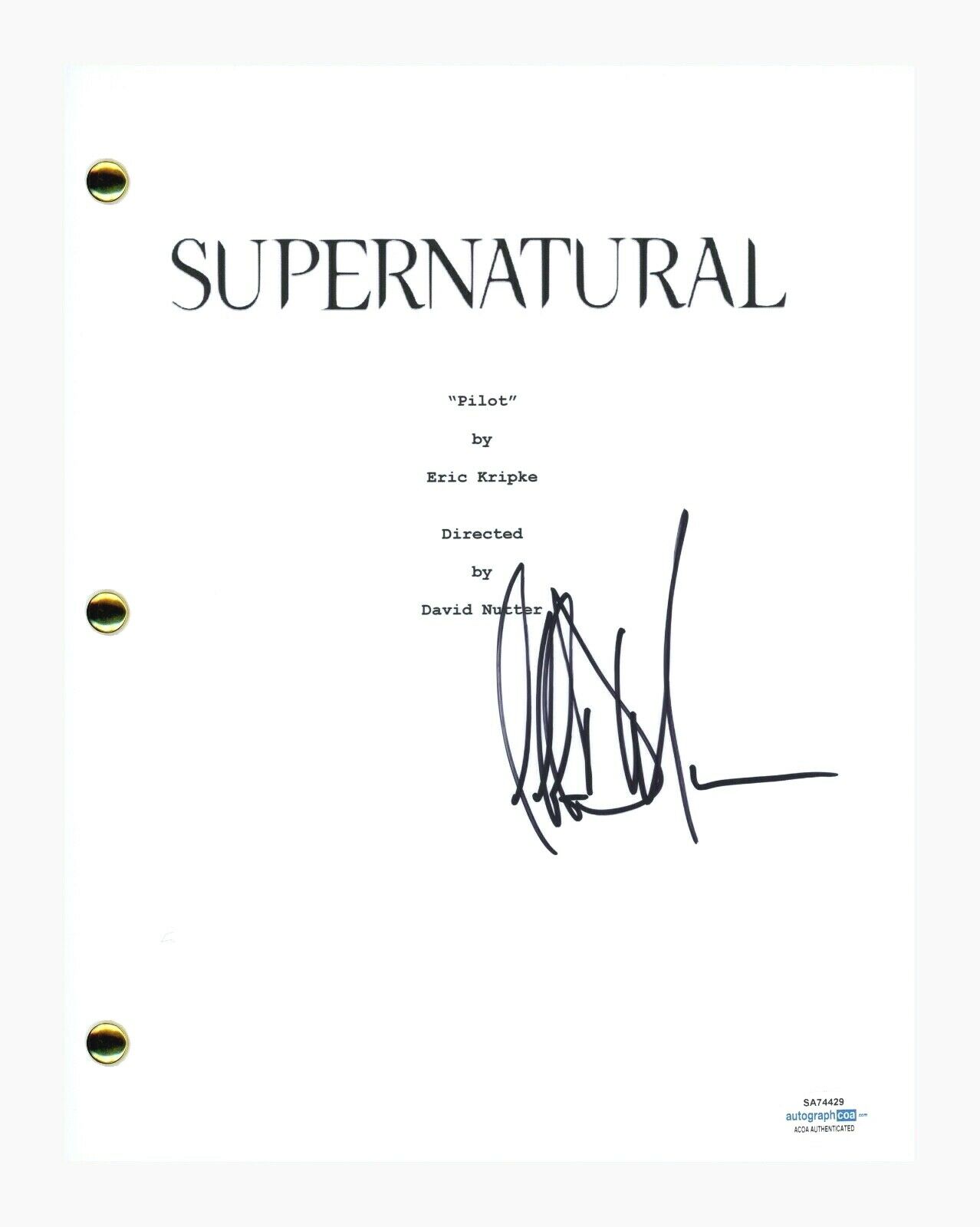 Jeffrey Dean Signed Autograph Supernatural Pilot Episode Script