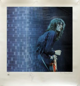 JIMMY PAGE LED ZEPPELIN SIGNED 30×33 LE ARTIST PRINT LITHO #214/300 BAS #A05119 COLLECTIBLE MEMORABILIA