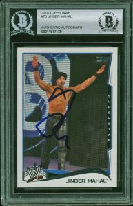JINDER MAHAL AUTHENTIC SIGNED 2014 TOPPS WWE #75 AUTO CARD BAS SLABBED #11977139 COLLECTIBLE MEMORABILIA