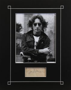 JOHN LENNON THE BEATLES SIGNED & MATTED 5×6 CUT SIGNATURE CAIAZZO & BAS #A57929 COLLECTIBLE MEMORABILIA