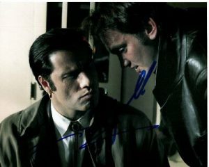 JOHN TRAVOLTA AND QUENTIN TARANTINO SIGNED AUTOGRAPHED PULP FICTION PHOTO COLLECTIBLE MEMORABILIA