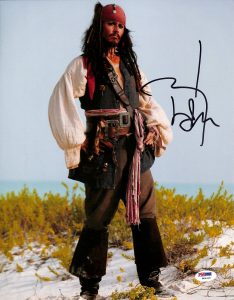 JOHNNY DEPP PIRATES OF THE CARIBBEAN SIGNED 11×14 PHOTO GRADED 10! PSA #W04419 COLLECTIBLE MEMORABILIA