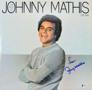 JOHNNY MATHIS AUTHENTIC SIGNED 1975-1980 ALBUM COVER W/ VINYL BAS #E37858 COLLECTIBLE MEMORABILIA