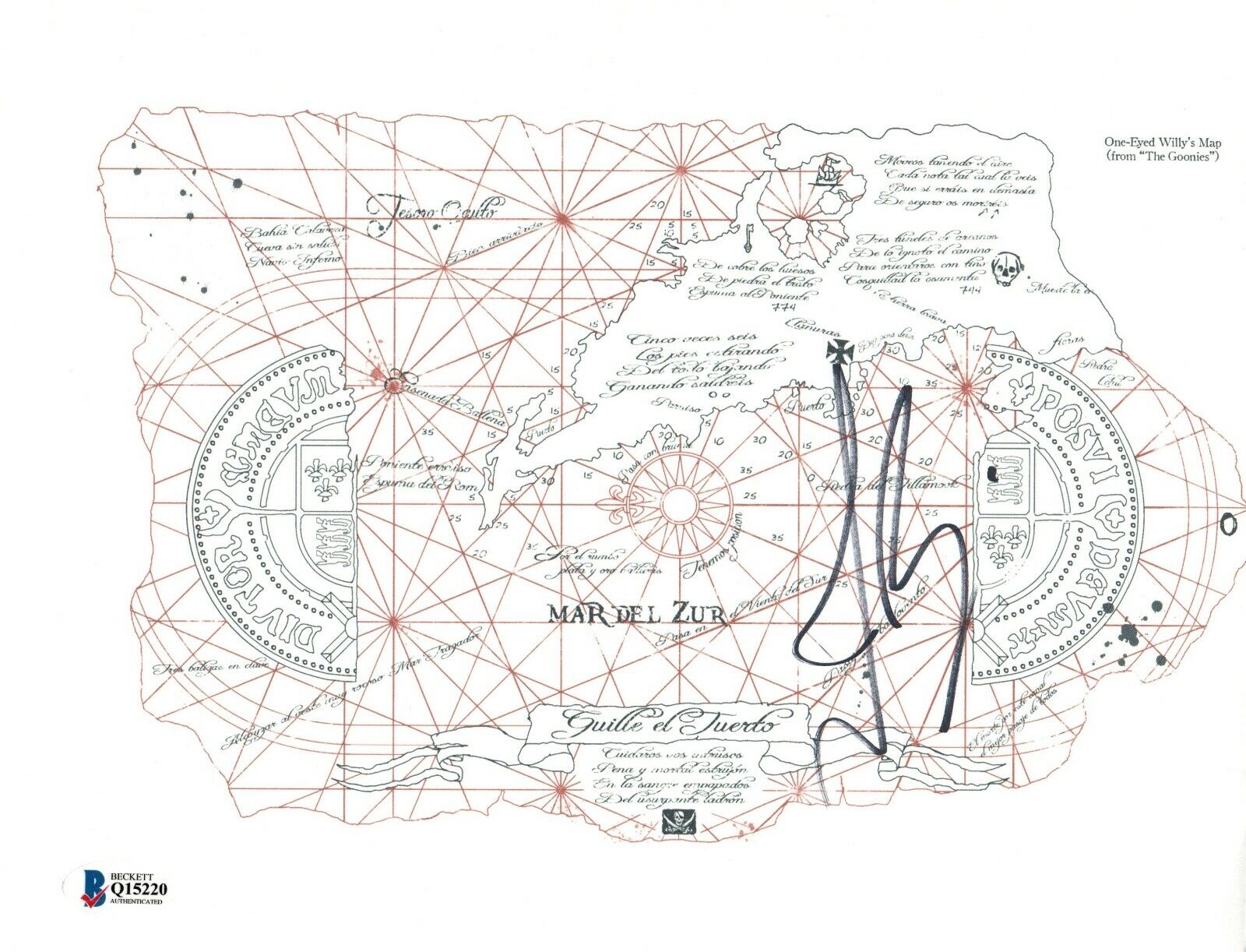 josh brolin signed autographed 8 5x11 the goonies one eyed willy s map bas coa autographia