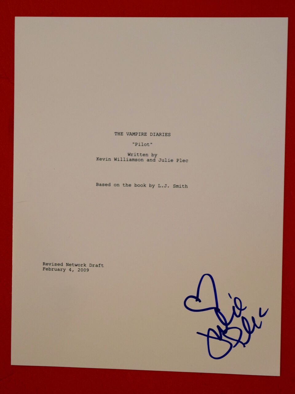 Julie Plec Signed Autographed The Vampire Diaries Pilot Episode Script 