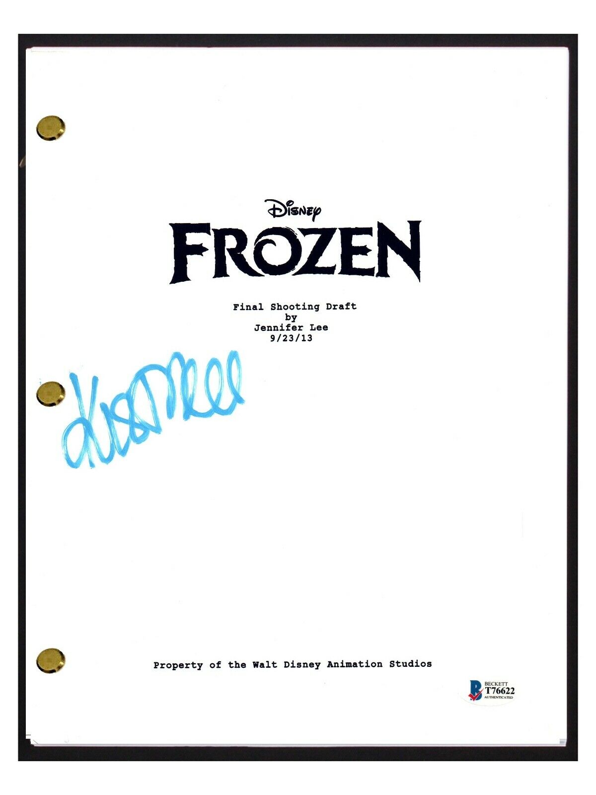 Kristen Bell Signed Autographed Frozen Full Movie Script Beckett Bas Coa Autographia 7340