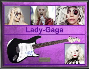 LADY GAGA AUTOGRAPHED GUITAR WITH INSCRIPTION + DISPLAY PROOF UACC RD AFTAL COLLECTIBLE MEMORABILIA