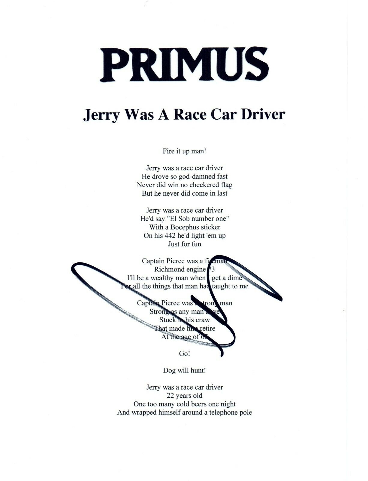 primus race car driver song