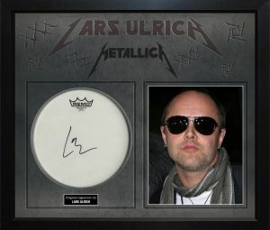 LARS ULRICH METALLICA AUTOGRAPHED SIGNED DRUMHEAD WITH CUSTOM DISPLAY CASE COLLECTIBLE MEMORABILIA