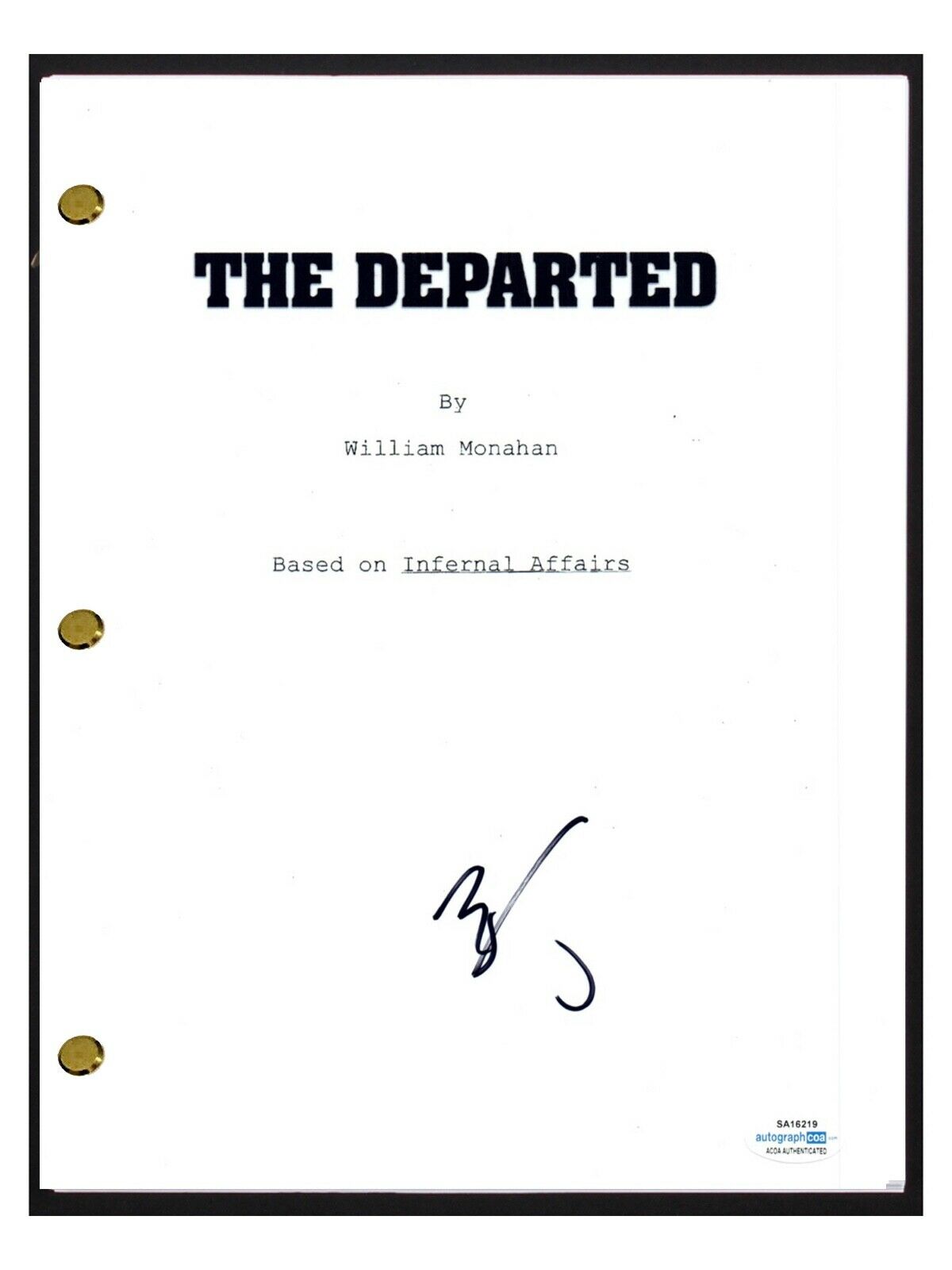 Mark Wahlberg Signed Autographed THE DEPARTED Movie Script Screenplay