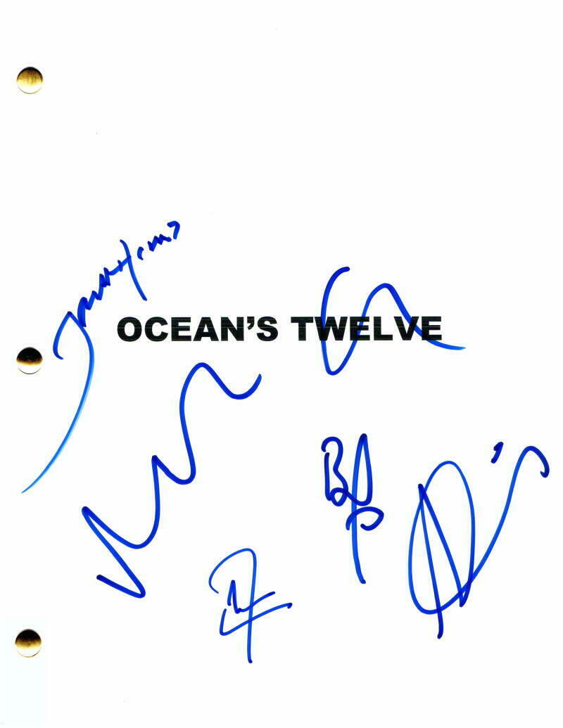 MATT DAMON DON CHEADLE BRAD PITT +3 CAST SIGNED AUTOGRAPH OCEAN'S