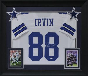 MICHAEL IRVIN AUTHENTIC SIGNED WHITE PRO STYLE FRAMED JERSEY BAS WITNESSED COLLECTIBLE MEMORABILIA