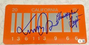 MICHAEL J FOX CHRISTOPHER LLOYD “BACK TO THE FUTURE” SIGNED LICENSE PLATE BAS B COLLECTIBLE MEMORABILIA