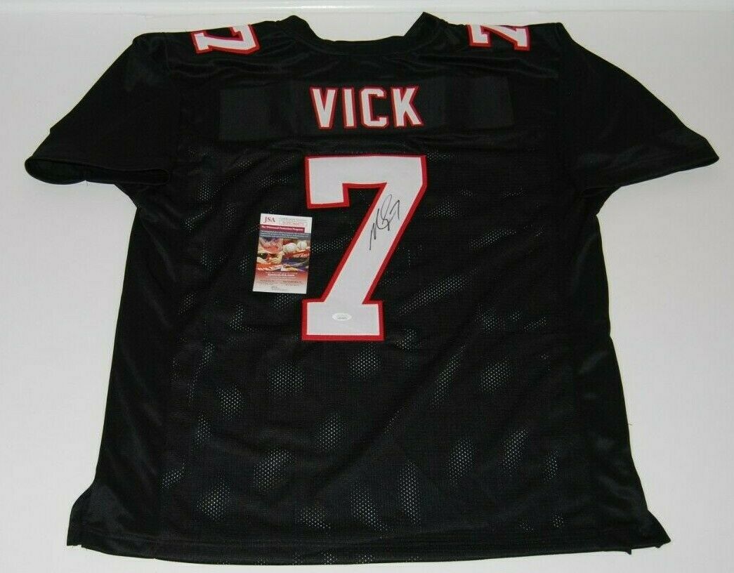 MICHAEL VICK signed (ATLANTA FALCONS) Custom Black football jersey JSA WITNESSED Collectible Memorabilia