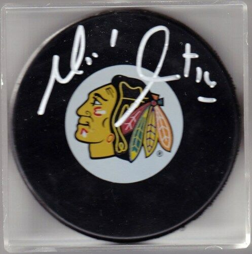 MICHEL GOULET SIGNED PUCK W/COA CHICAGO BLACKHAWKS  COLLECTIBLE MEMORABILIA