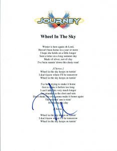 NEAL SCHON SIGNED AUTOGRAPHED JOURNEY WHEEL IN THE SKY SONG LYRIC SHEET COA COLLECTIBLE MEMORABILIA