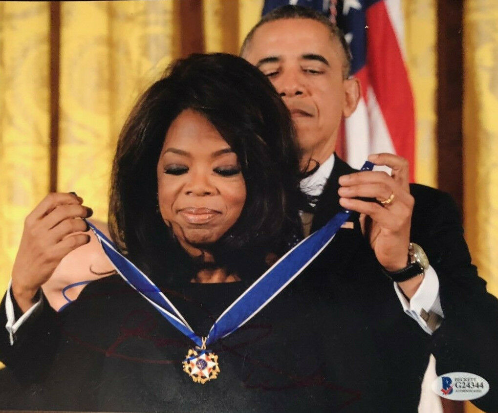 Oprah Winfrey signed autographed 8x10 barack obama Beckett