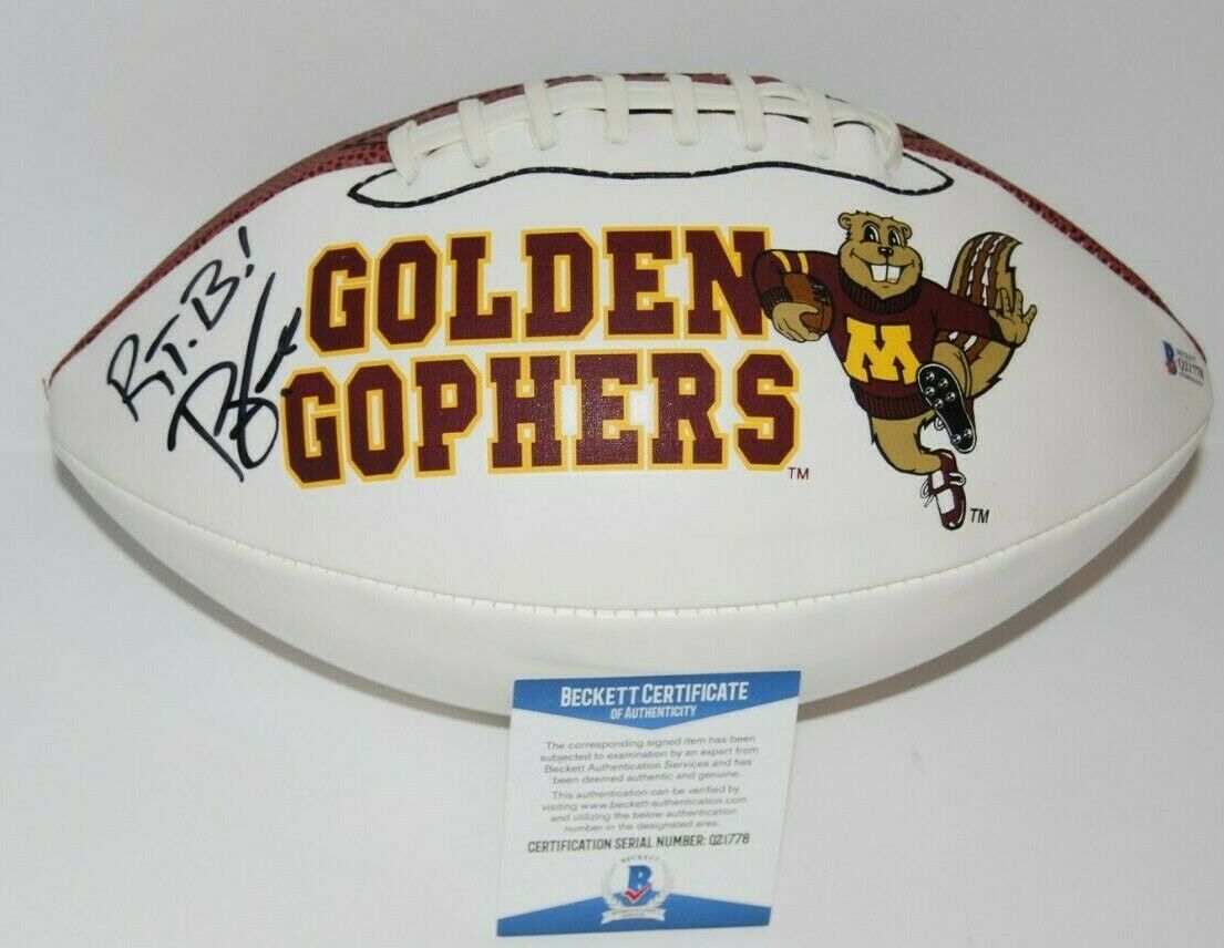 P.J. FLECK signed (MINNESOTA GOLDEN GOPHERS) LOGO football BECKETT BAS ...