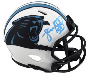 PANTHERS LUKE KUECHLY AUTHENTIC SIGNED LUNAR SPEED MINI HELMET BAS WITNESSED COLLECTIBLE MEMORABILIA