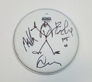PEARL JAM AUTOGRAPHED X3 SIGNED DRUMHEAD WITH SKETCH ACOA COLLECTIBLE MEMORABILIA