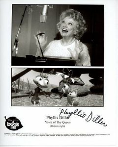 PHYLLIS DILLER SIGNED AUTOGRAPHED DISNEY A BUG’S LIFE QUEEN PHOTO COLLECTIBLE MEMORABILIA